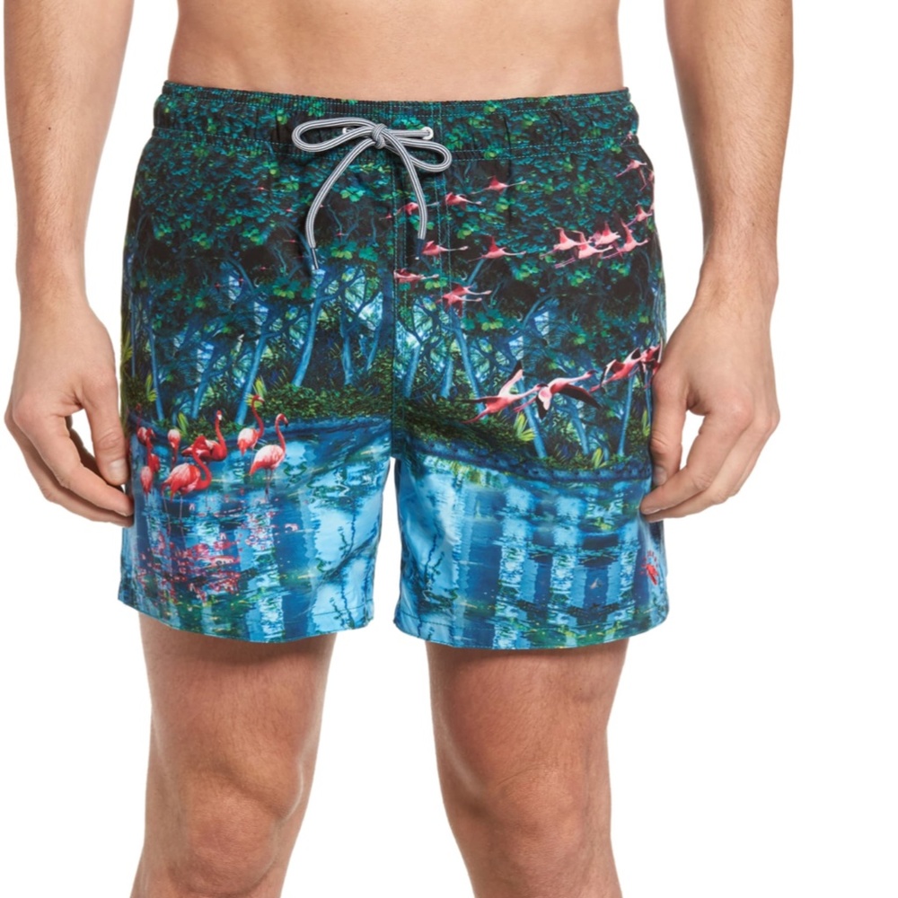Ted Baker London Flamingo Patterned Swim Trunks